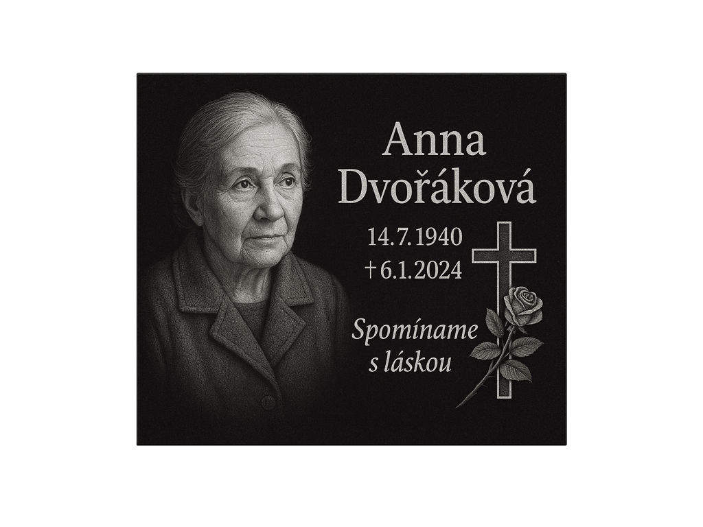 Epitafná gravírovaná doska čierna žula