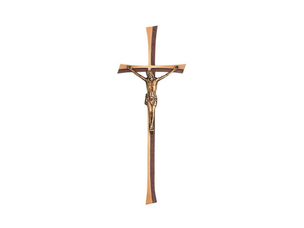 Náhrobný kríž Kontura s Kristom, bronz, 35–50 cm