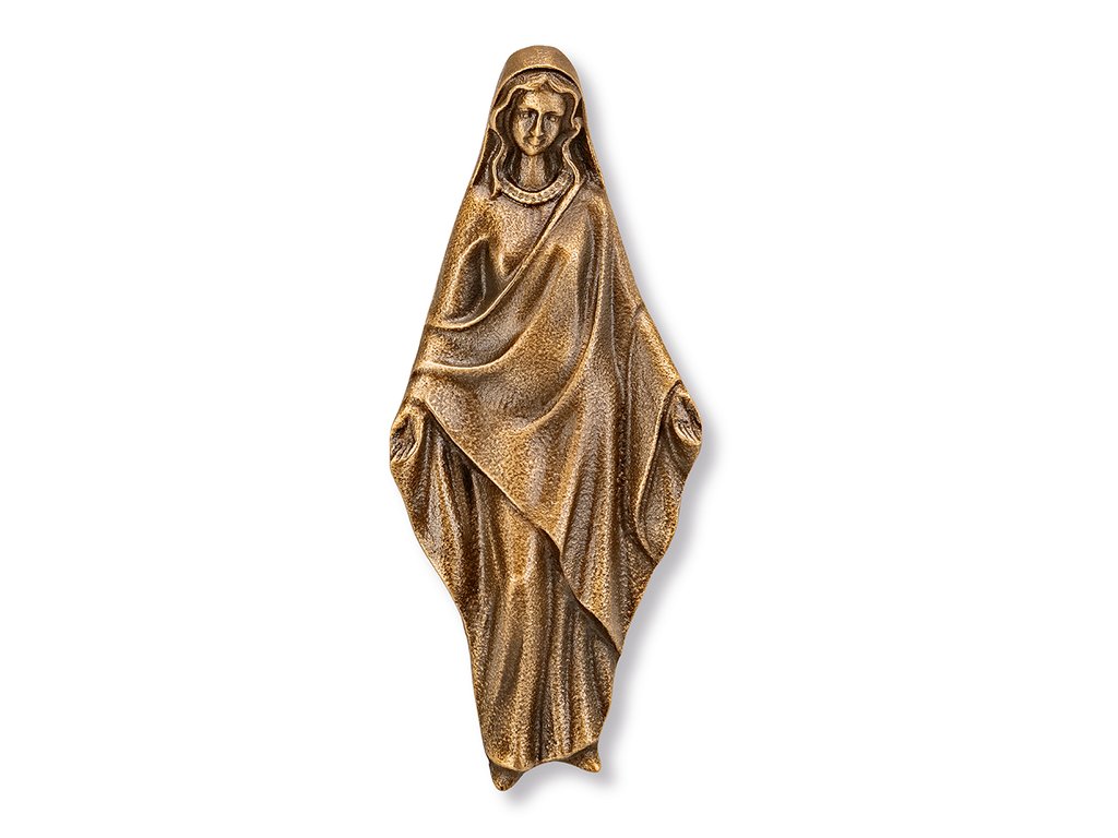 Bronzový reliéf Madona na náhrobok, 12,5×5,5 cm
