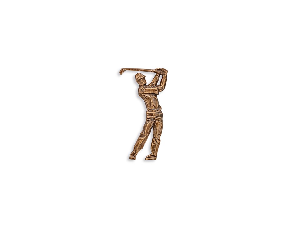 Bronzový reliéf Golfista na náhrobok, 9×4,5 cm