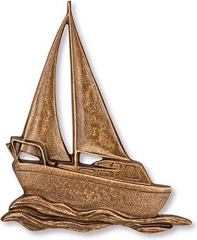 Bronzová plachetnice na náhrobek, 10×8,5 cm nebo 15×12,5 cm