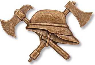Bronzový symbol hasičov na náhrobok, 6×9 cm alebo 9,5×15 cm
