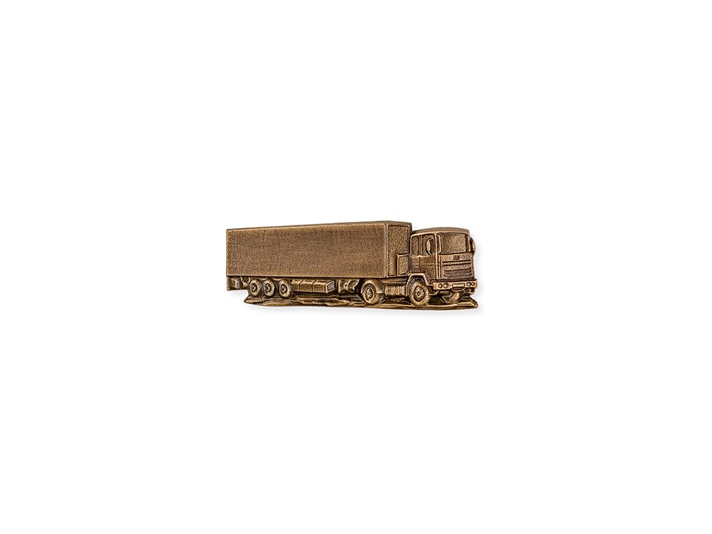 Bronzový nákladný automobil na náhrobok, 4×11 cm
