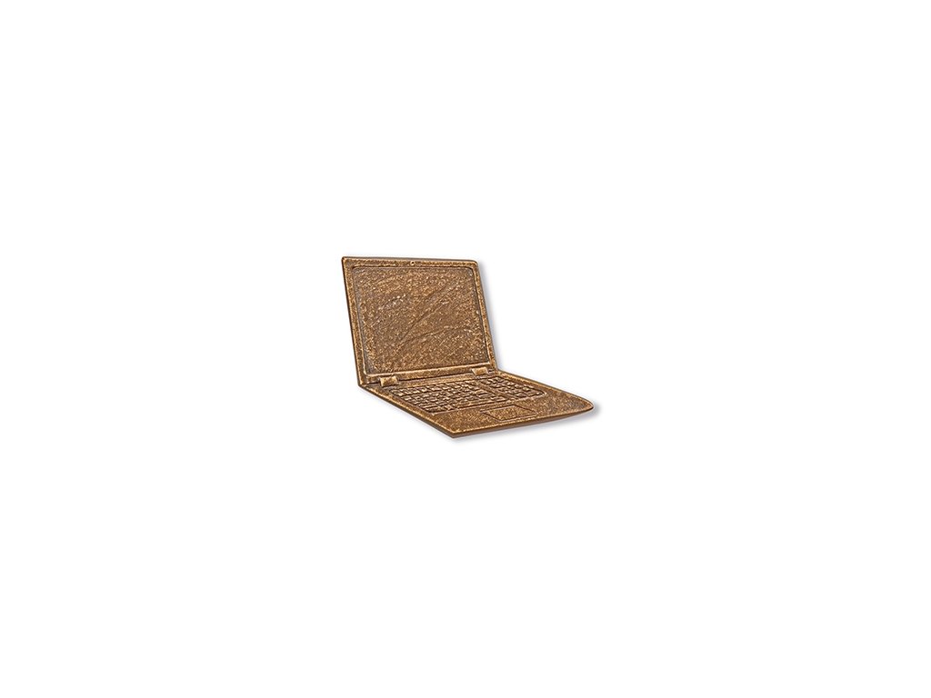 Bronzová reliéfna dekorácia Laptop na náhrobok, 6×7,5 cm