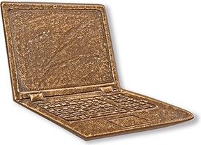 [ST-SK-18944] Bronzová reliéfní dekorace Laptop na náhrobek, 6×7,5 cm
