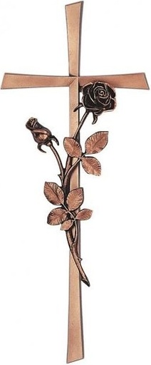 [ST-SK-20064] Náhrobní kříž Revant s růží, bronz, 40×15 cm