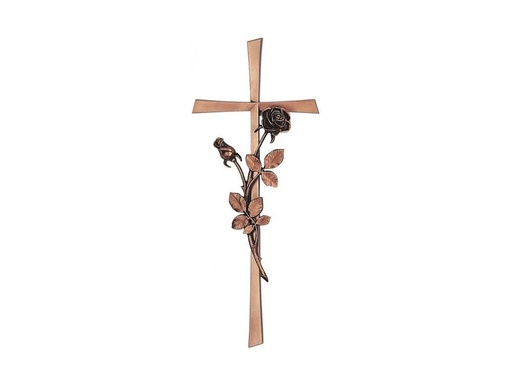 [ST-SK-20064] Náhrobný kríž Revant s ružou, bronz, 40×15 cm
