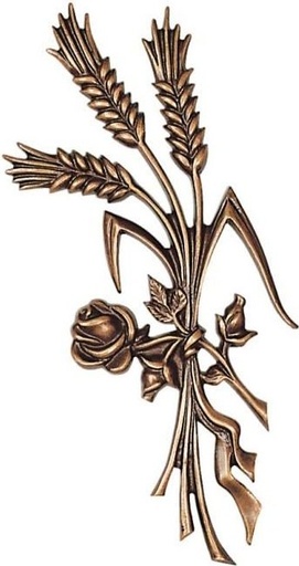 [ST-SK-20115] Bronze-Dekoration für Grabmal Klasy mit Rose, 29×13 cm