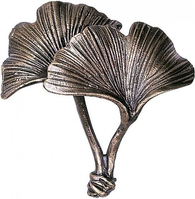 Bronzový list ginko na náhrobok, 11×11 cm