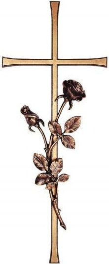 Náhrobní kříž Elegantní s růží, bronz, 30–60 cm