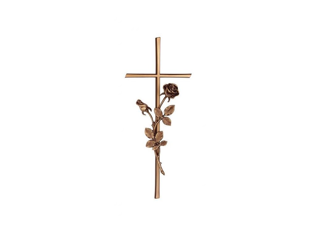Náhrobný kríž Karund s ružou, bronz, 40–60 cm