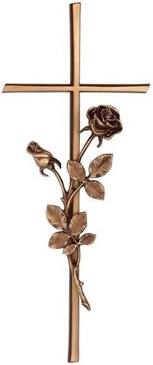Náhrobný kríž Karund s ružou, bronz, 40–60 cm