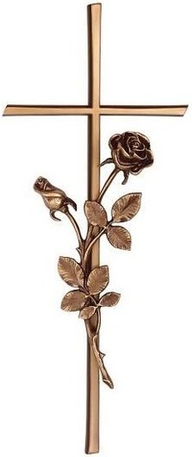 [ST-SK-20406] Náhrobný kríž Karund s ružou, bronz, 40–60 cm