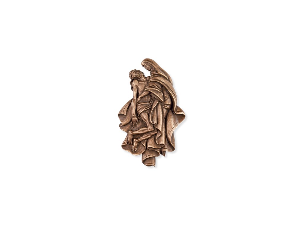Bronzová Pieta na náhrobok, 11×7 cm