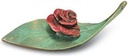 Bronze-Rose auf Blatt, 4×13 cm