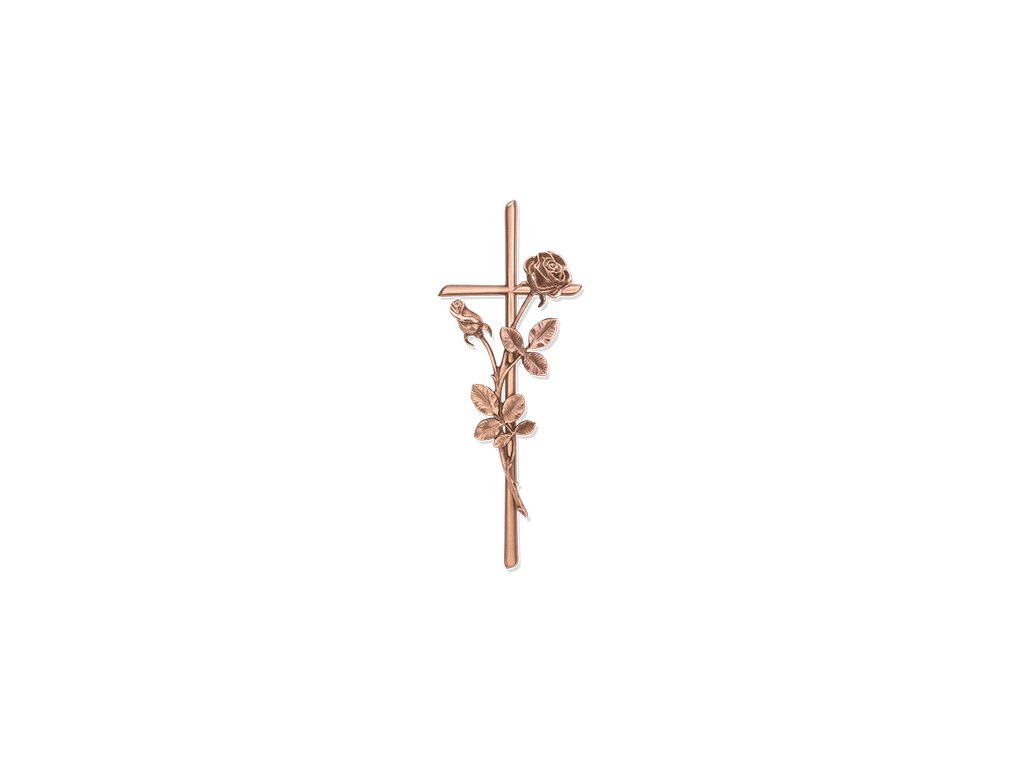 Náhrobný kríž Scriptura s ružou, bronz, 40–60 cm