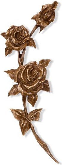 Bronzová růže na náhrobek, 32×16 cm