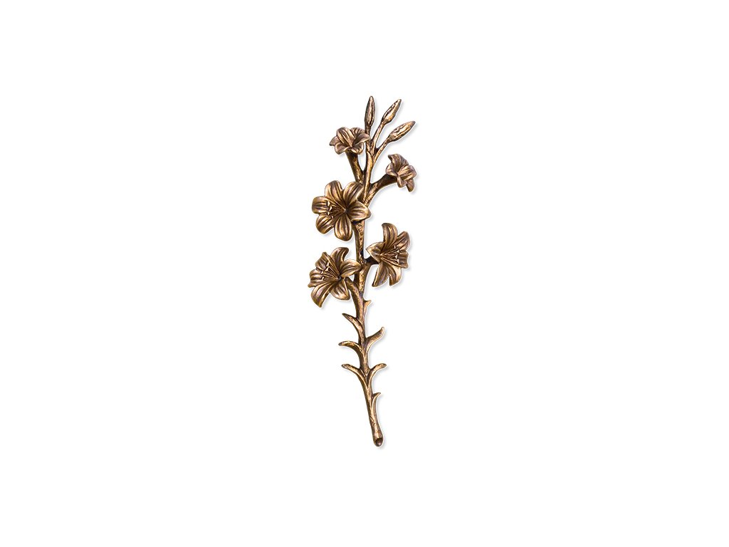 Bronzová ľalia na náhrobok, 21×6 cm