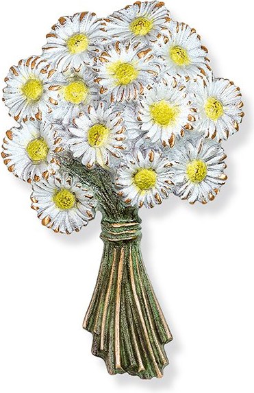 Bronzová kytice sedmikrásek na náhrobek, 14×9 cm