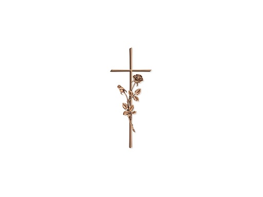 [ST-SK-20956] Náhrobný kríž Meandra s ružou, bronz, 40×15 cm