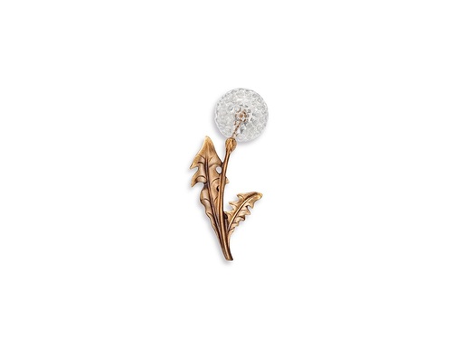 [ST-SK-20962] Bronzová Pusteblume so skleneným kvetom na náhrobok, 19×9,5 cm