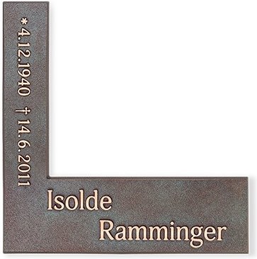 [ST-SK-31094] Bronze-Eckplatte mit Reliefschrift, 18×18 cm