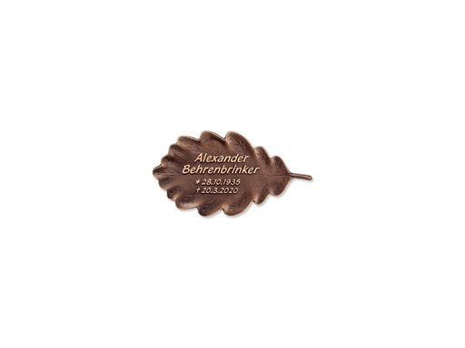 [ST-SK-31527] Bronzový náhrobný štítok s motívom dubu, 12×21 cm