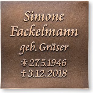 Bronze-Grabplatte mit Buchmotiv, 15×15 cm