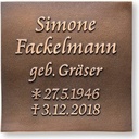 Bronze-Grabplatte mit Buchmotiv, 15×15 cm