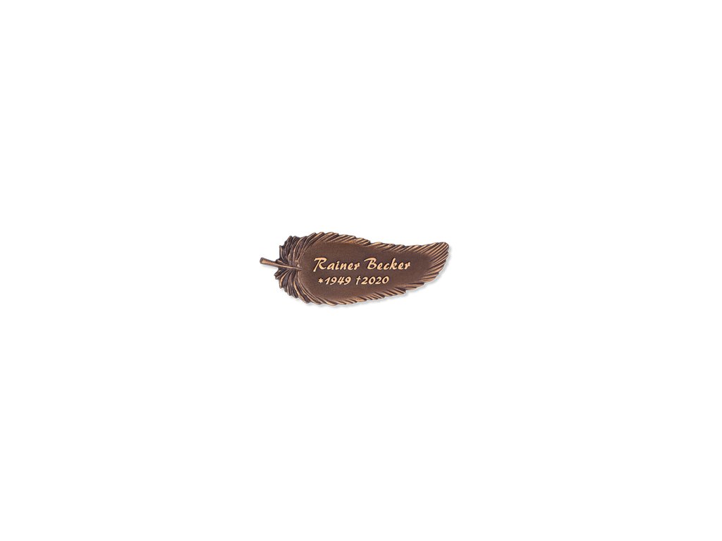 Bronze-Grabplatte mit Motiv Pera, 6×16 cm