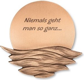 Bronze-Platte mit Sonne für Grabmal, 13×14 cm, mit Gravur