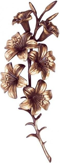 Bronzová lilie na náhrobek, 38×13 cm