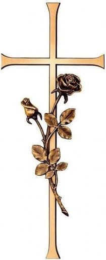 [ST-SK-33600] Grabkreuz Antikon mit Rose, Bronze, 40×15 cm oder 50×20 cm