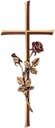 Náhrobný kríž Kursiva s ružou, bronz, 30×13 cm alebo 40×15 cm