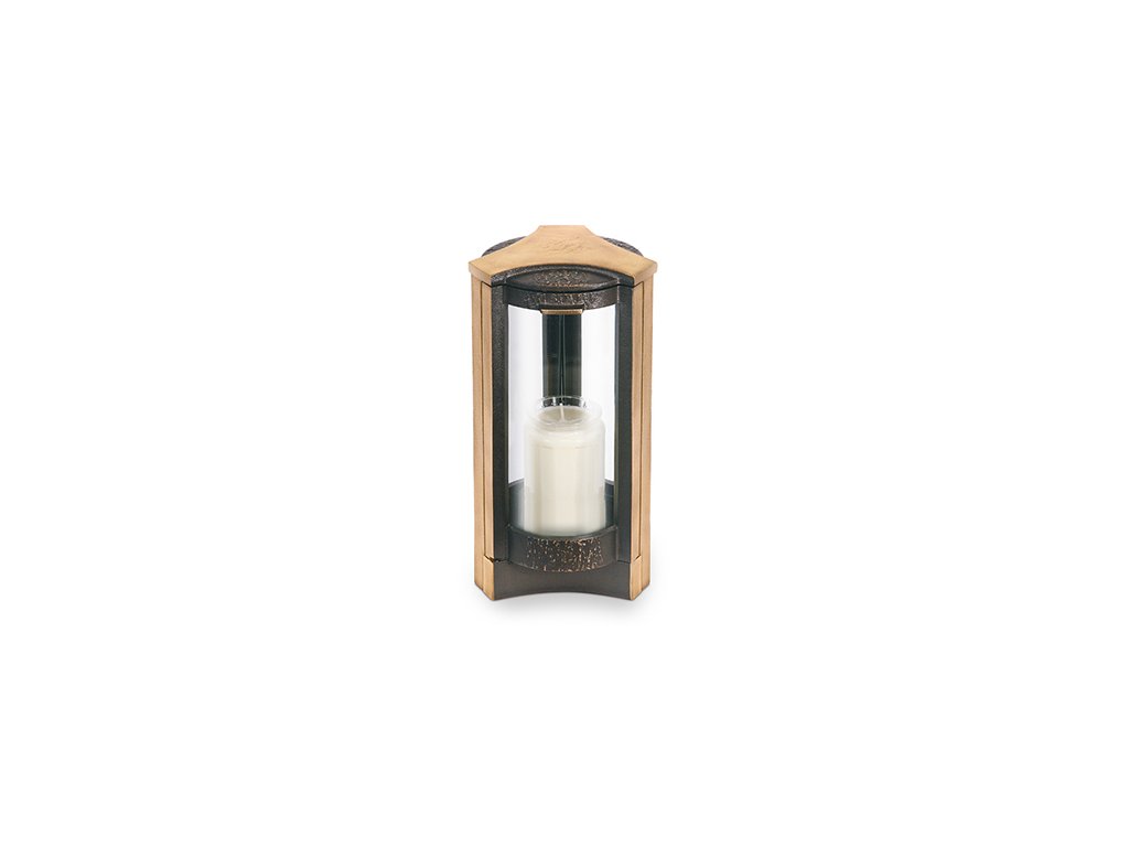 Náhrobný lampáš z bronzu a hliníka, 26×13×13 cm