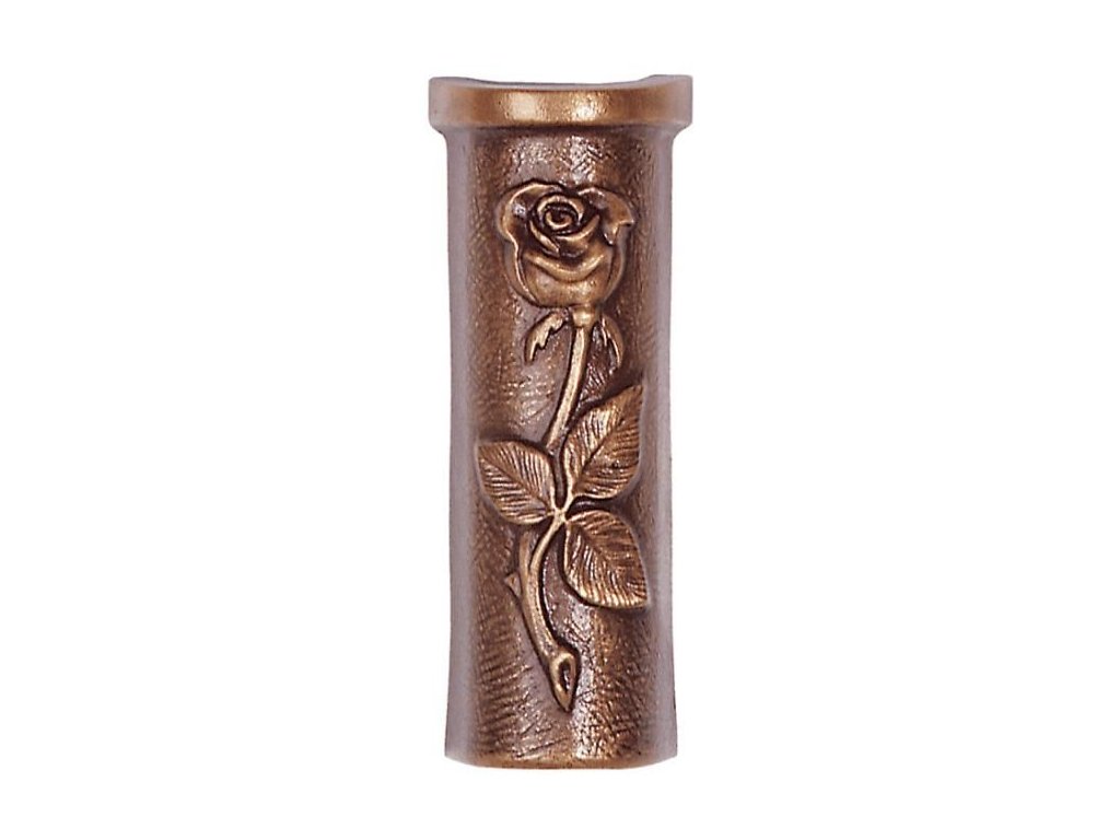 Nástenná váza na náhrobok, bronz, 18×7 cm