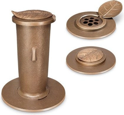 [ST-SK-53216] Zapustená váza s vekom na náhrobok, bronz, výška 27 cm
