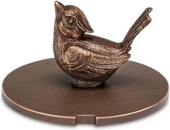 Bronzová krytka na vázu s ptáčkem, 6,5–7,5 cm