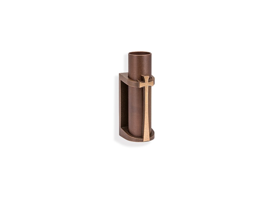 Nástenná váza na náhrobok, bronz, 8×3 cm