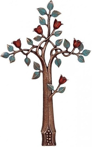 [ST-SK-60084] Bronzový kríž s kryštálom na náhrobok, 56×35 cm