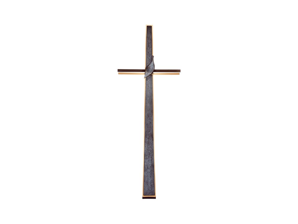 Náhrobný kríž s kryštálom, bronz, 91×33 cm