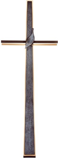 [ST-SK-60171] Náhrobní kříž s krystalem, bronz, 91×33 cm