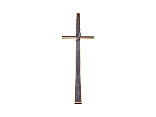 [ST-SK-60171] Náhrobný kríž s kryštálom, bronz, 91×33 cm