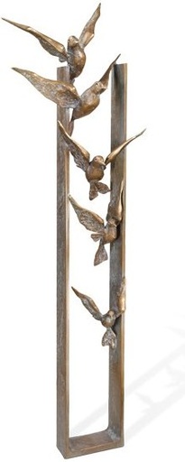 [ST-SK-60226] Bronzová socha Letících ptáků na náhrobek, 103×26 cm