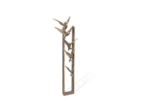 [ST-SK-60226] Bronzová socha Letiacich vtákov na náhrobok, 103×26 cm