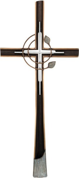 Bronze-Kreuz mit Kristall, 91×40 cm
