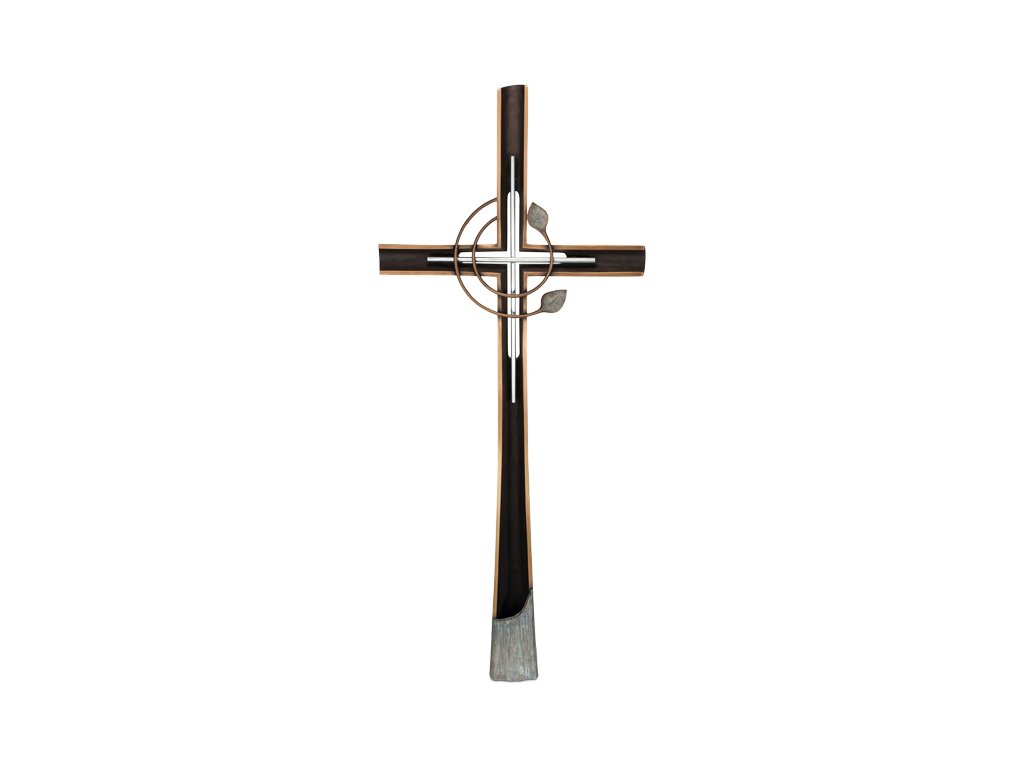 [ST-SK-60238] Bronzový kríž s kryštálom, 91×40 cm