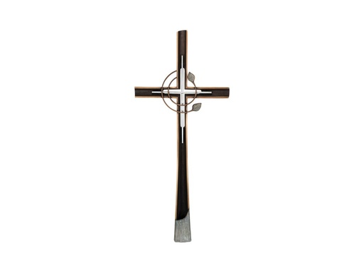 [ST-SK-60238] Bronzový kríž s kryštálom, 91×40 cm