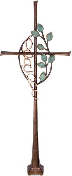 Bronze-Kreuz mit Kristall, 102×41 cm