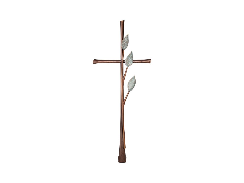 Náhrobný kríž s kryštálom, bronz, 94×35 cm